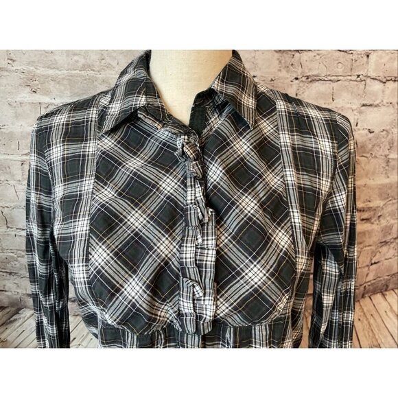 Eddie Bauer Long Sleeve Women’s Shirt‎ Button Green Plaid Cotton M Lightweight - Picture 2 of 3